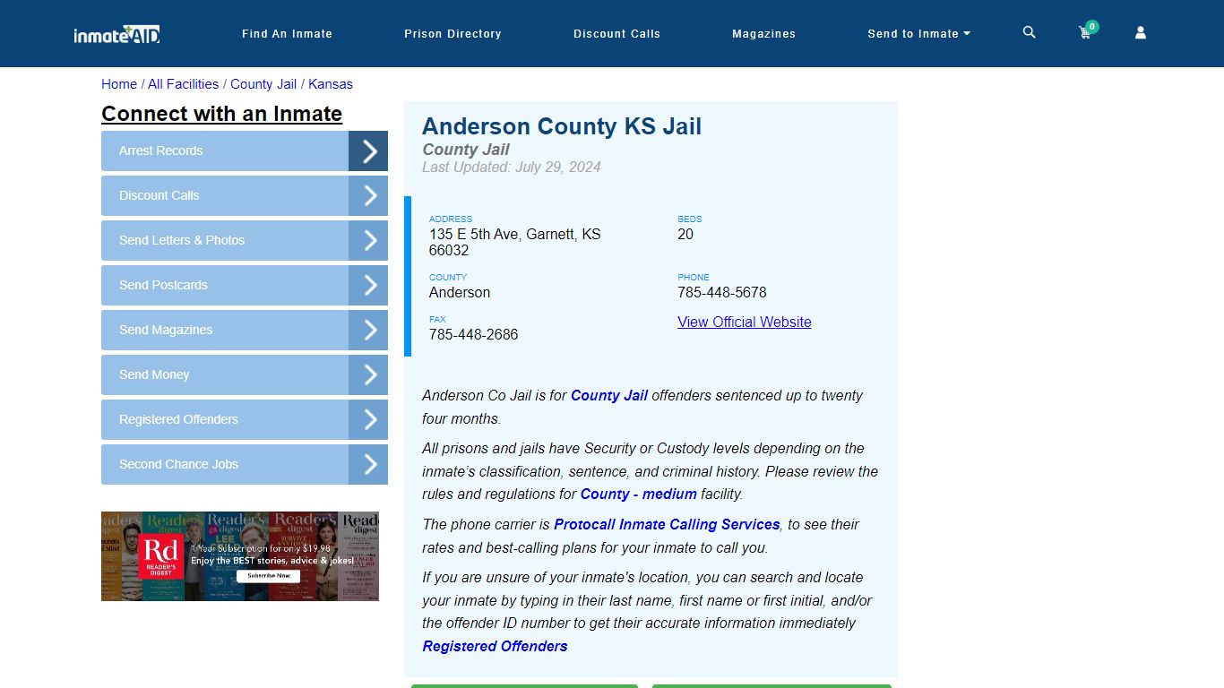 Anderson County KS Jail - Inmate Locator