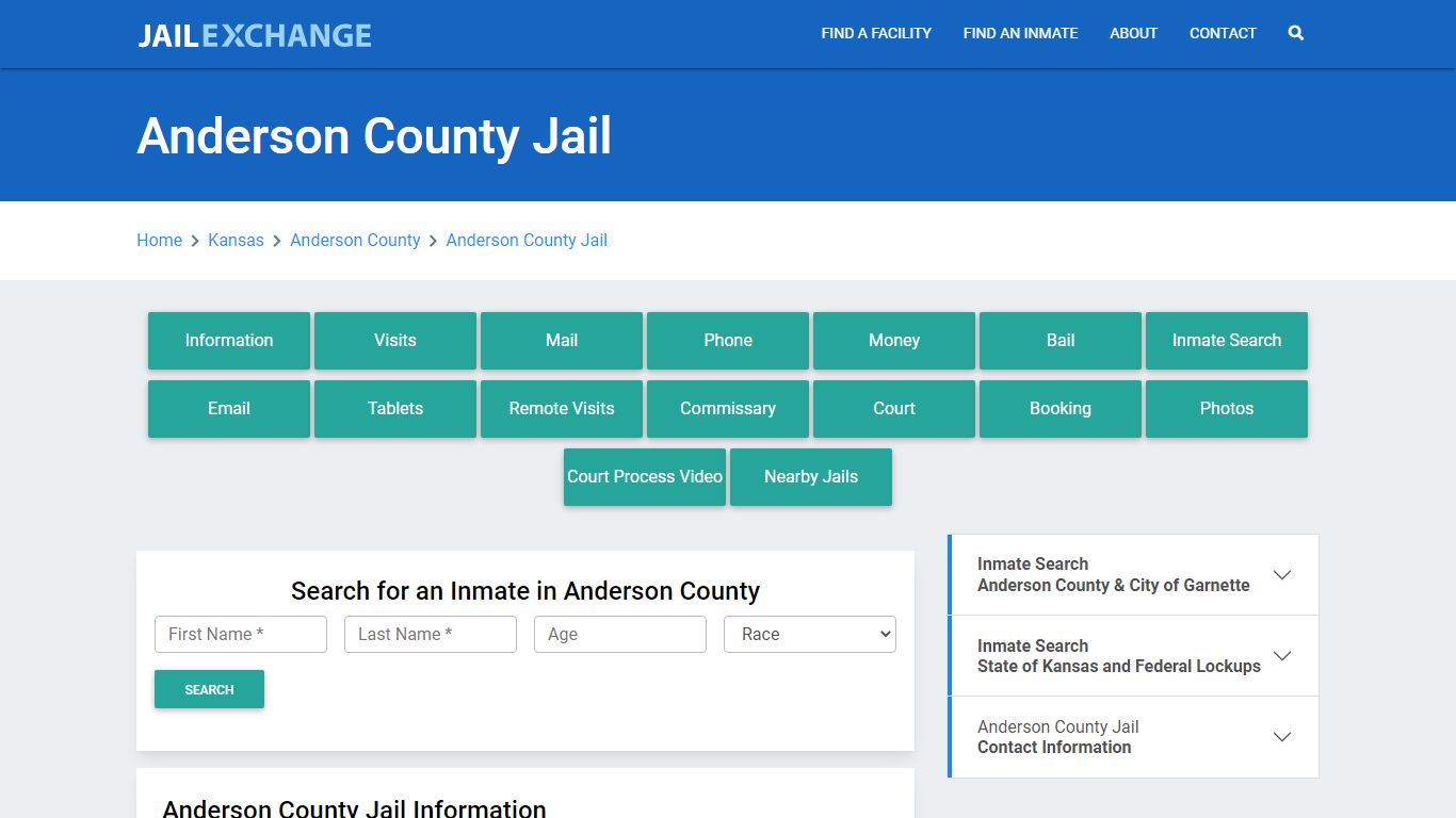 Anderson County Jail Roster Lookup, KS, Inmate Search